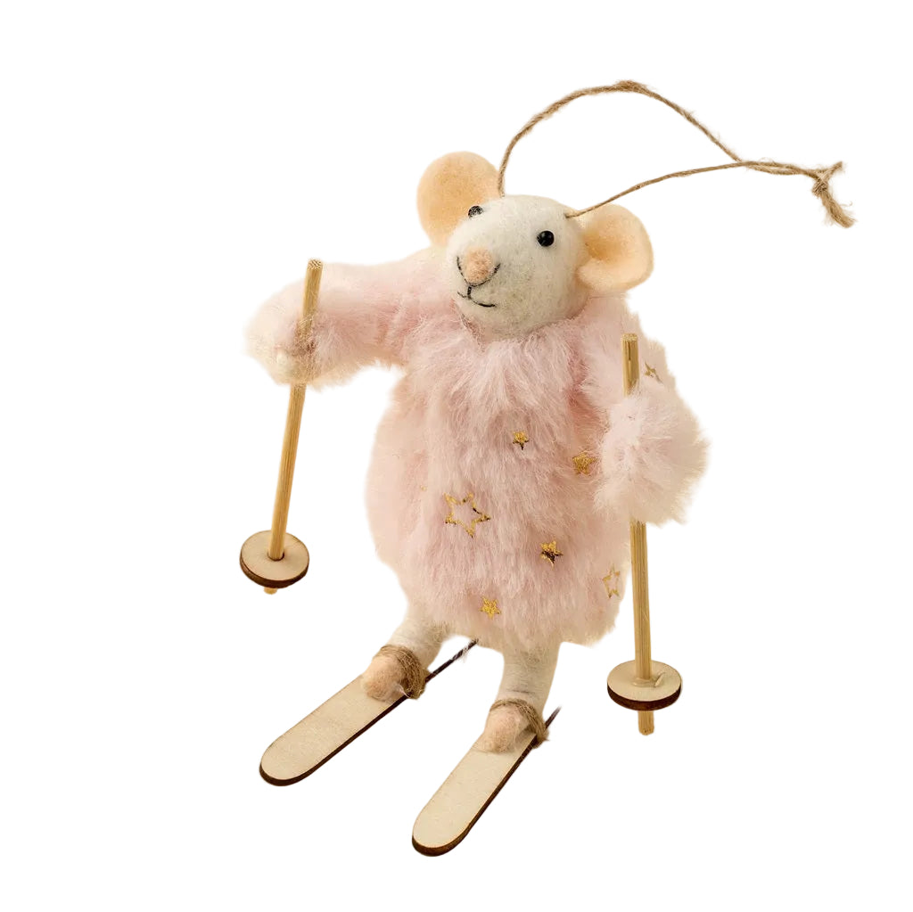 “Skiing Sophie” Felt Mouse Ornament