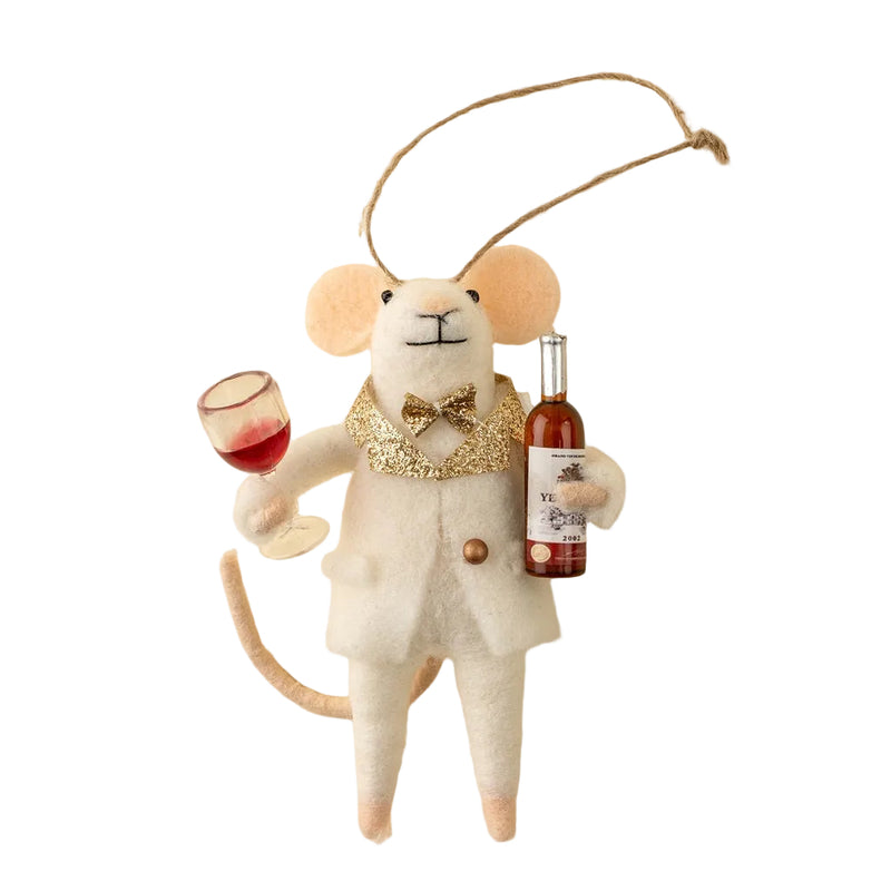 “Cheers-to-You Chuck” Felt Mouse Ornament