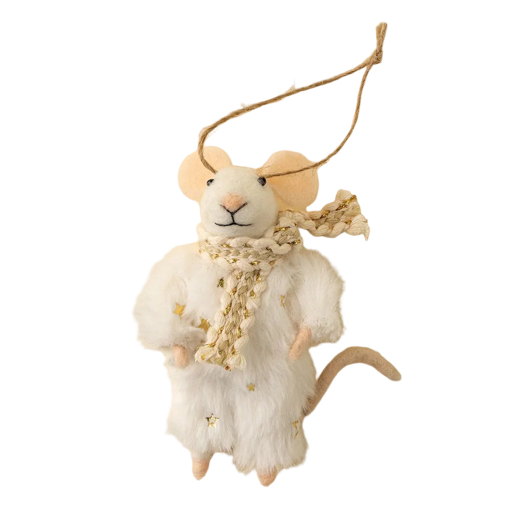 “Winter White Wendy” Felt Mouse Ornament