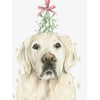 English Cream Golden Retriever with Mistletoe Christmas Greeting Card | Putti christmas