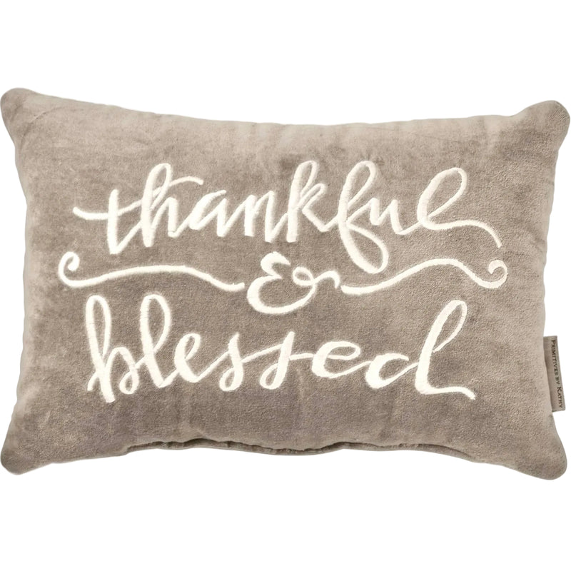 "Thankful & Blessed" Small Velvet Pillow