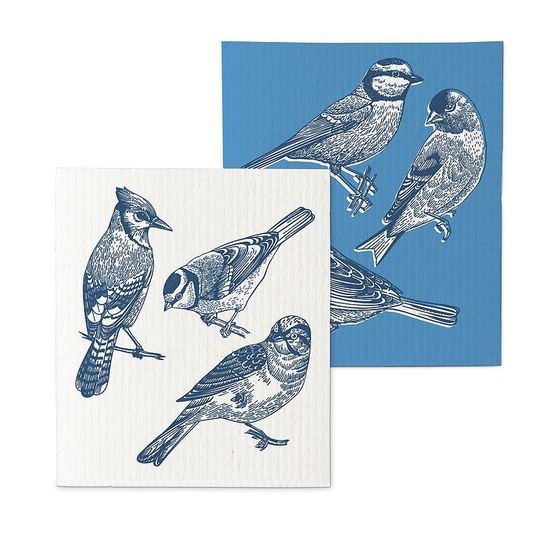 Bird Sketch Swedish Dish Cloths - Set of 2 | Putti Fine Furnishings 