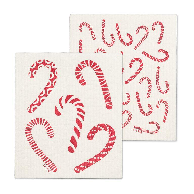 Candycane Swedish Dish Cloths-Set of 2