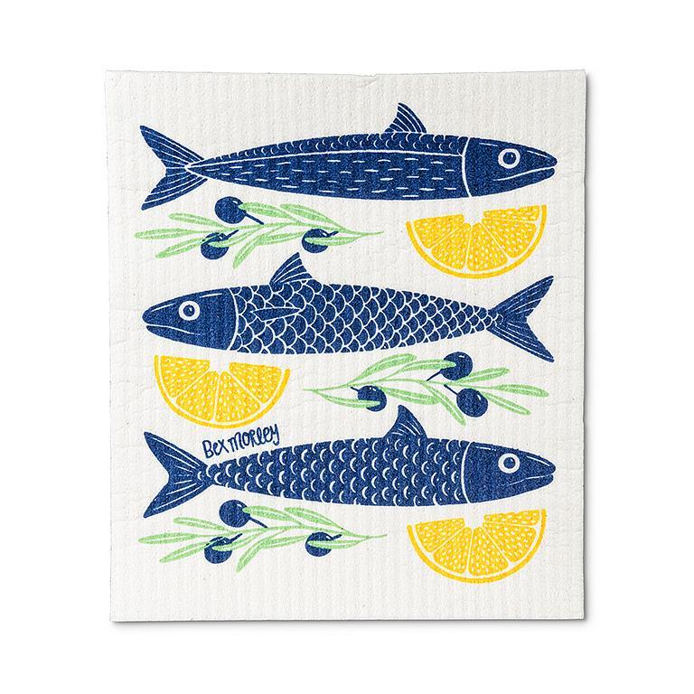 Fish and Lemons Swedish Dish Cloths - Set of 2