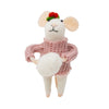 "Snowball Sally" Felt Mouse Ornament | Putti Christmas Decorations