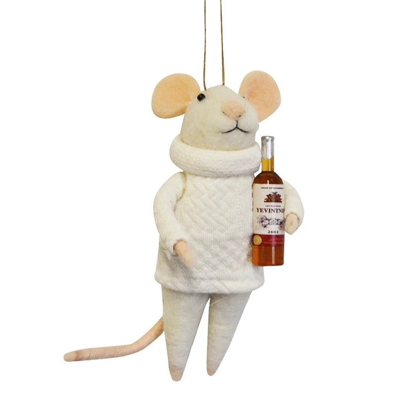 "Wino Walter" Felt Mouse Ornament | Putti Christmas Decorations 