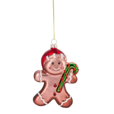 Gingerbread Man Glass Ornament
