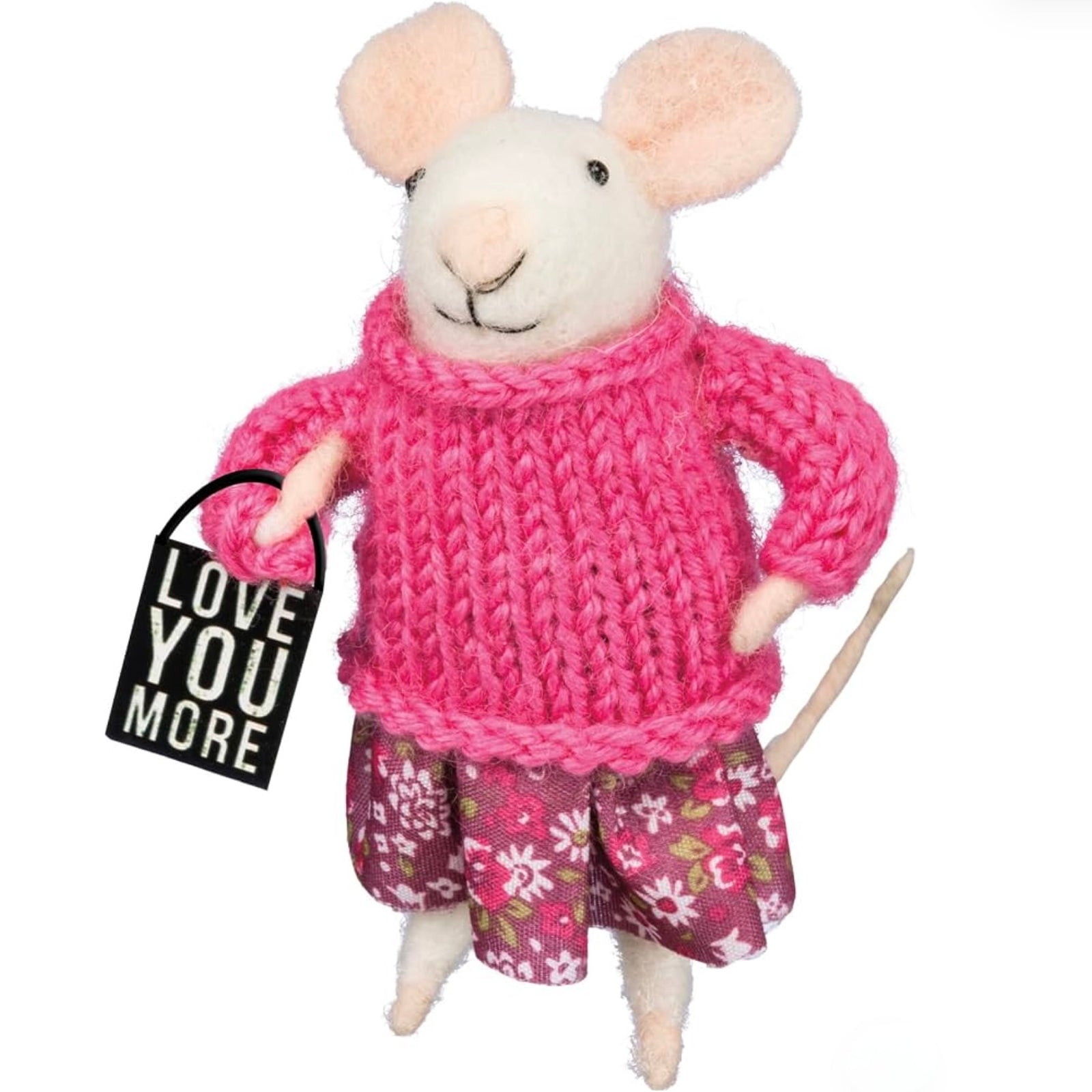 "Love You More" Felt Mouse Ornament