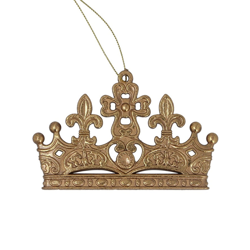 Matt Gold Flat Crown Acrylic Ornament | Putti Christmas Decorations 