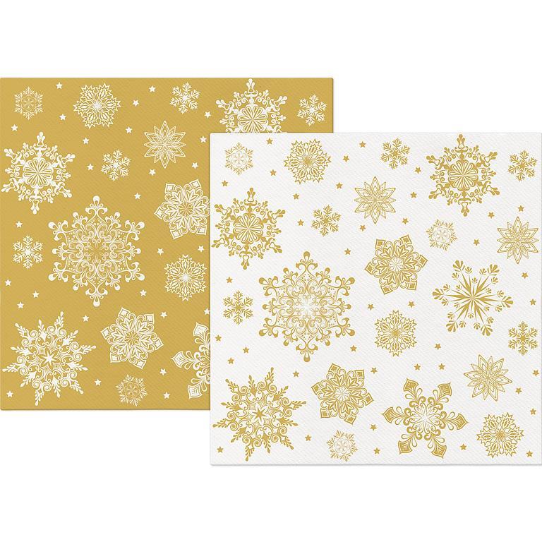 Gold Reverse Snowflakes Paper Dinner Napkins  | Putti Christmas Entertaining 