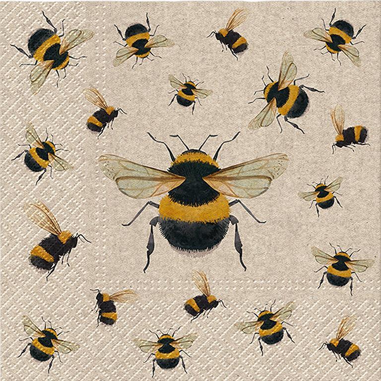 Dancing Bees Paper Napkin Natural - Lunch