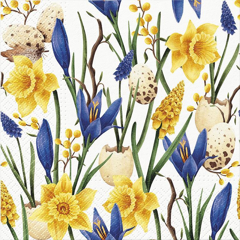 Muscari & Daffodils Paper Lunch Napkins | Putti Celebrations Canada
