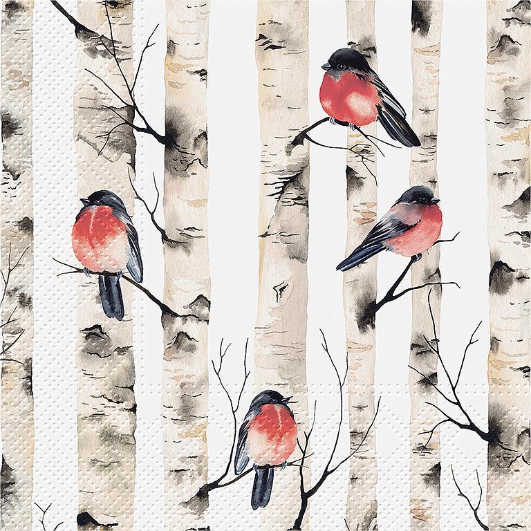 Robin Birch Tree Luncheon Napkins  | Putti Christmas Celebrations