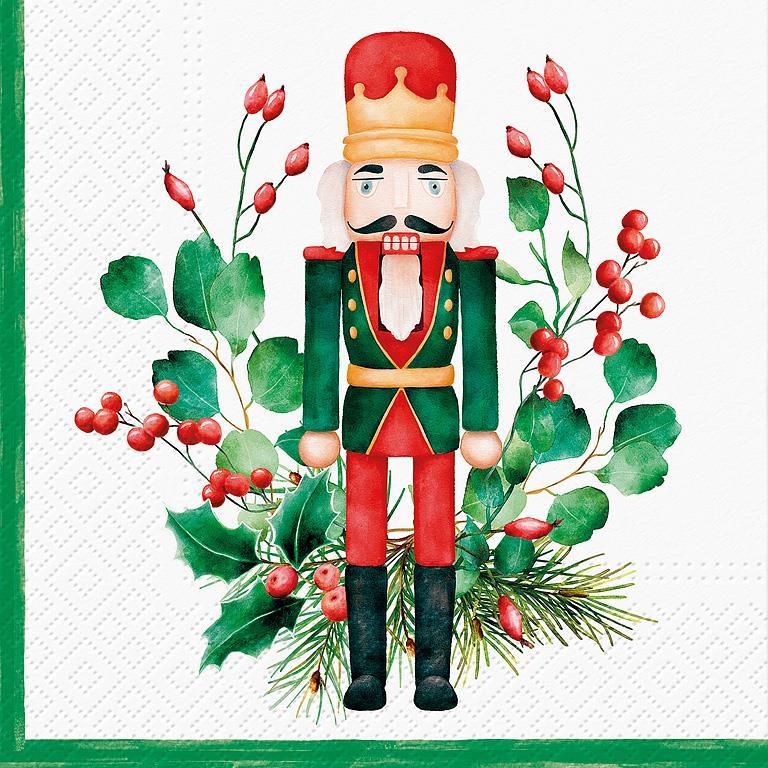 Nutcracker and Holly Lunch Napkins | Putti Christmas 
