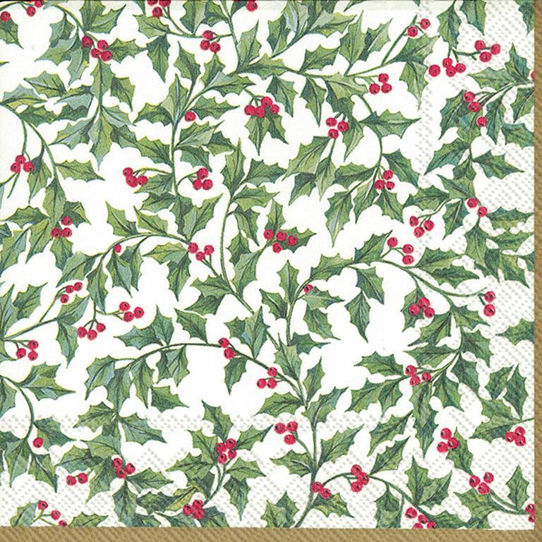 Holly Garland Luncheon Napkins | Putti Christmas Celebrations