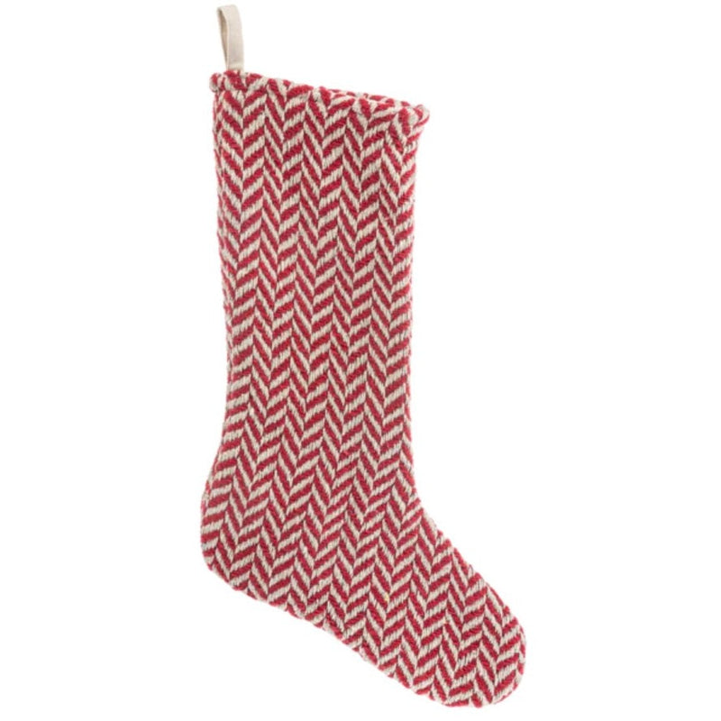 Red and Natural Herringbone Stocking | Putti Christmas Celebrations 