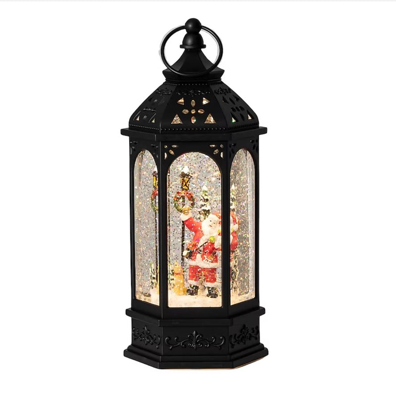 Lighted Shimmer Santa Lantern