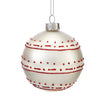 Red and White Glass Ball Ornament