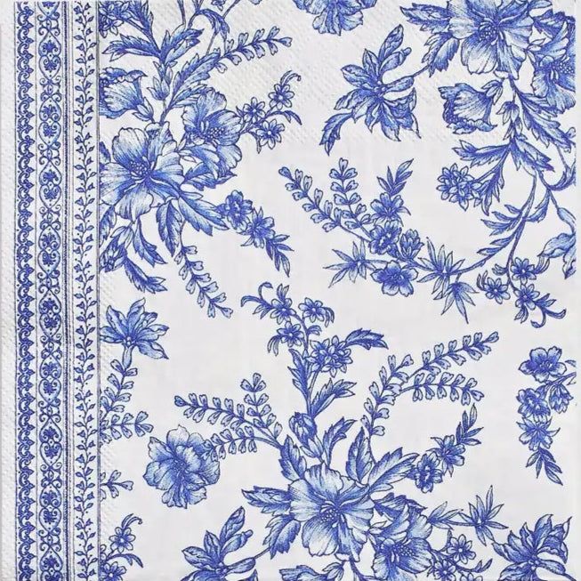 Blue and White French Toile Paper Lunch Napkins | Putti Party Supplies 