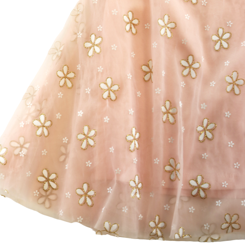Doe a Dear Blush Pink Glitter Floral Mesh Dress