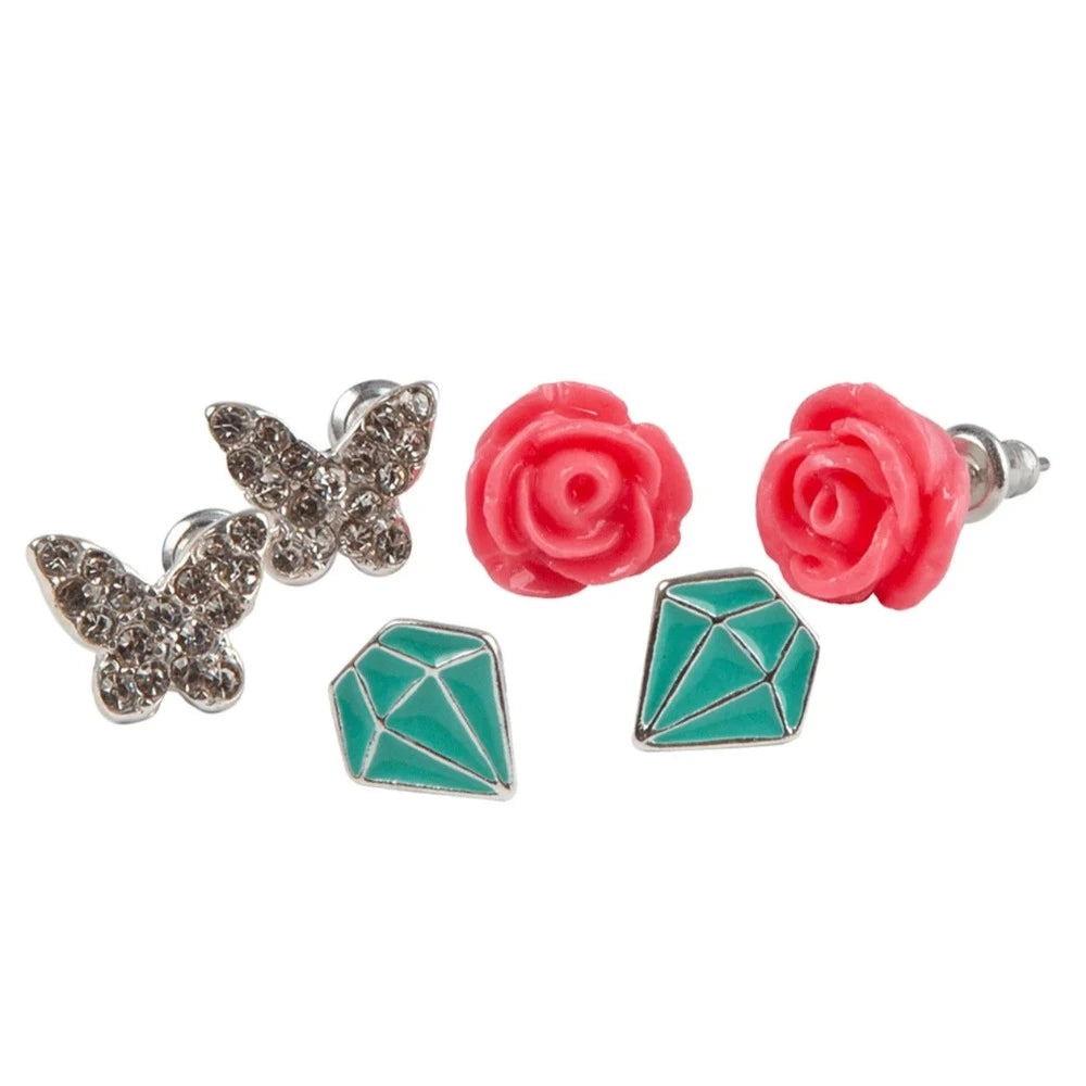 Great Pretenders Boutique Rose Studded Earrings 3 Sets | Le Petite Putti 