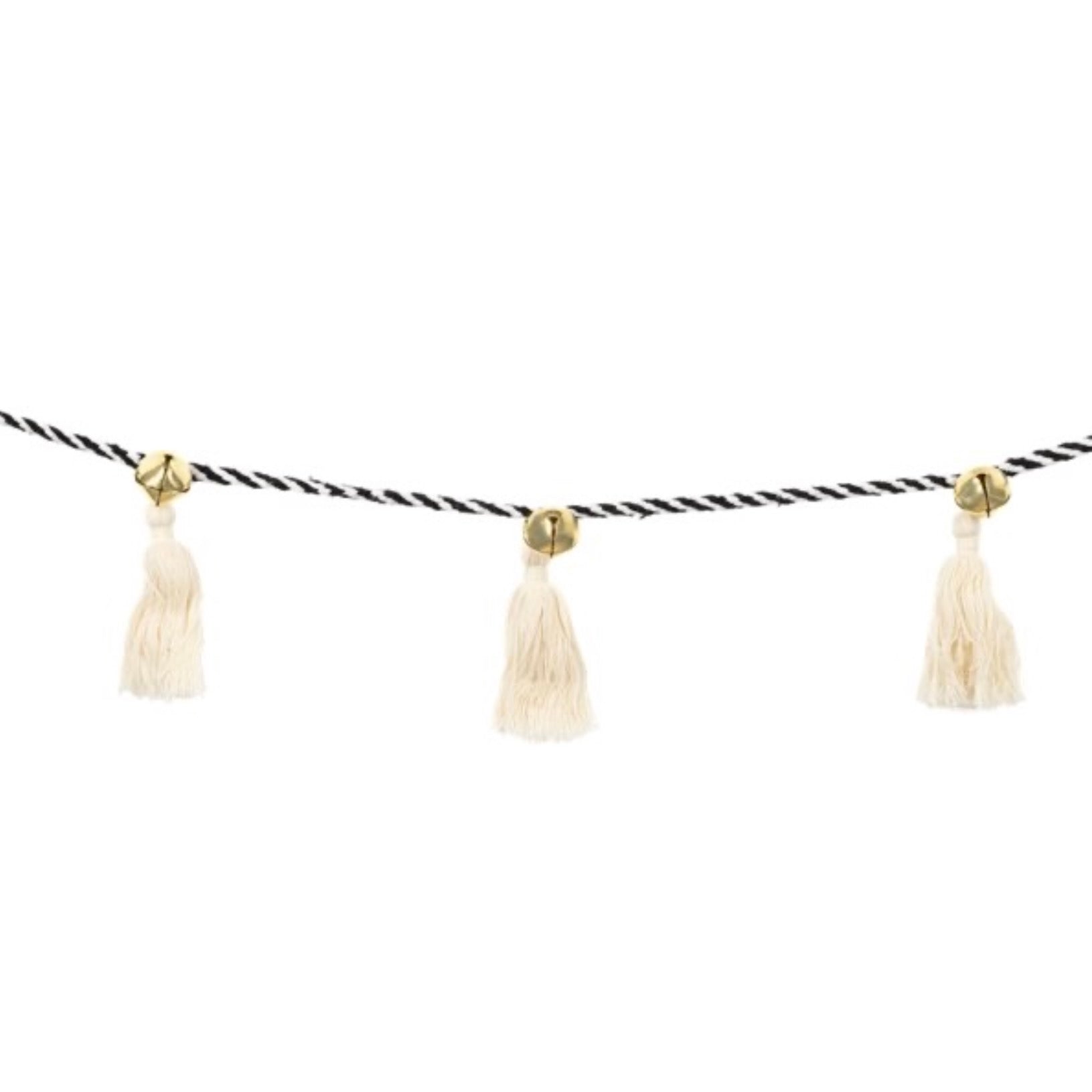 Black and White Tassel Garland with Bells