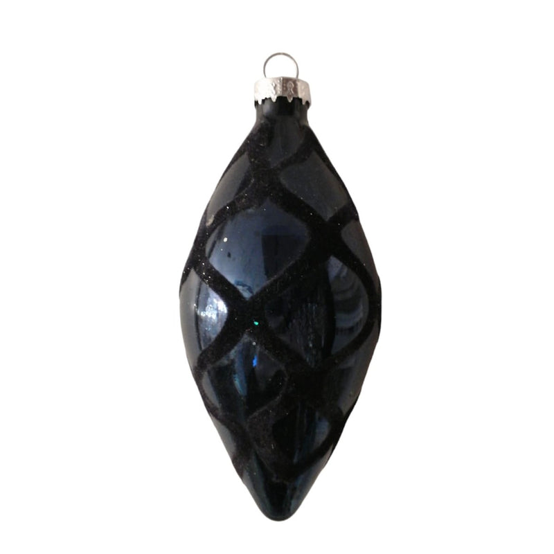 Shiny Blue with Velvet Pattern Double Point Ornament
