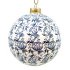 Blue and White Floral Glass Ball Ornament | Putti Christmas Decorations