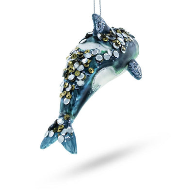 Orca Whale Glass Christmas Ornament | Putti Christmas Decortaions