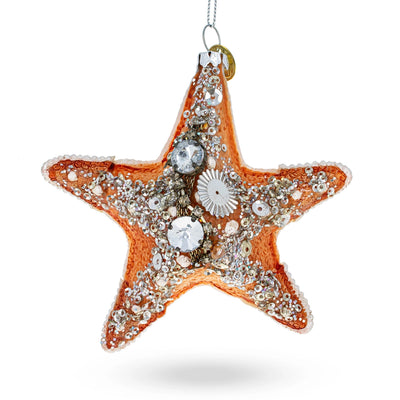 Glittered Starfish Glass Ornament
