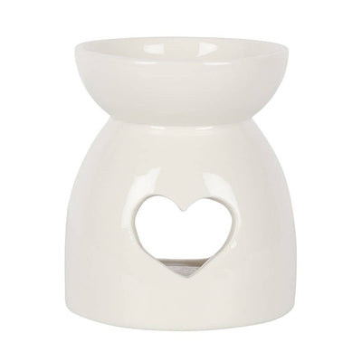 White Heart Cut Out Oil Burner and Wax Warmer