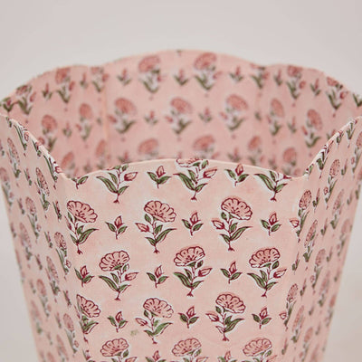 Block Printed Waste Paper Basket - Ditsy Floral Blush