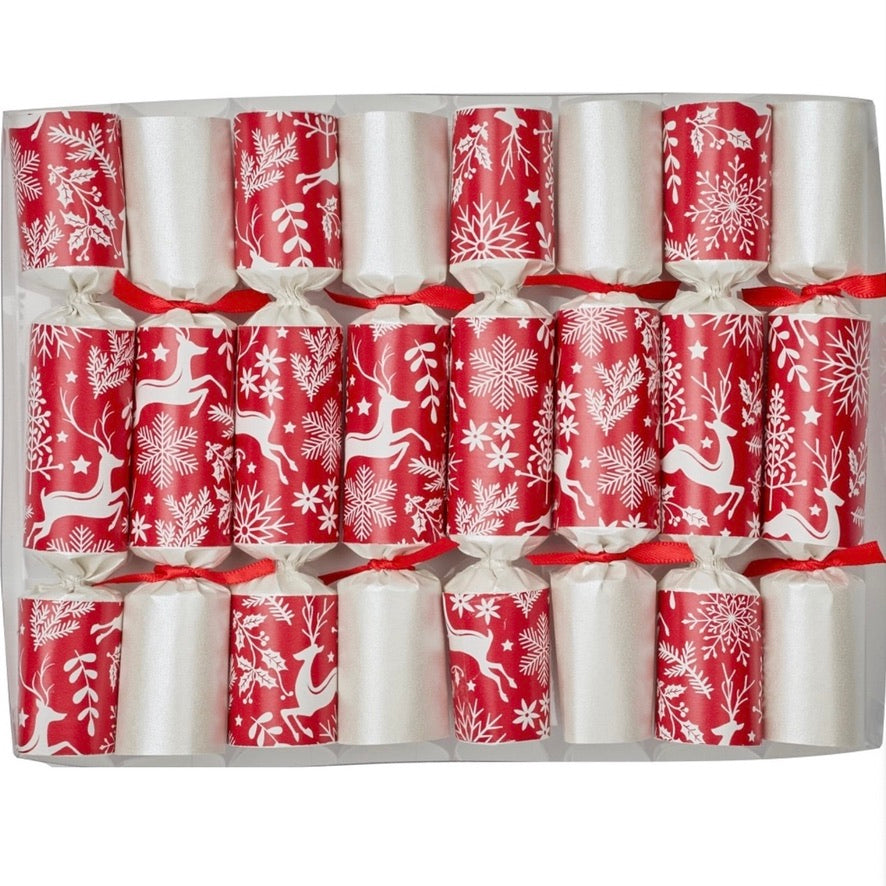 Robin Reed Red and White Scandinavian Small Christmas Crackers