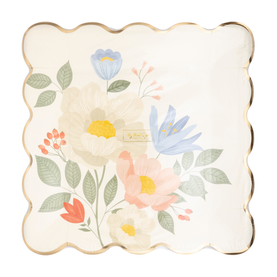 Floral Corner Square Paper Plate
