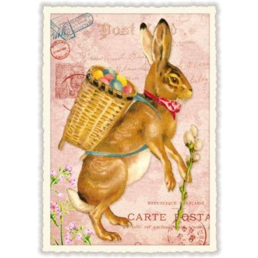 Bunny with Basket Easter Post Card - Putti Fine Furnishings