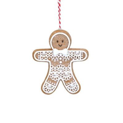 Gingerbread `Lace` Man resin Ornament | Putti Christmas Decorations
