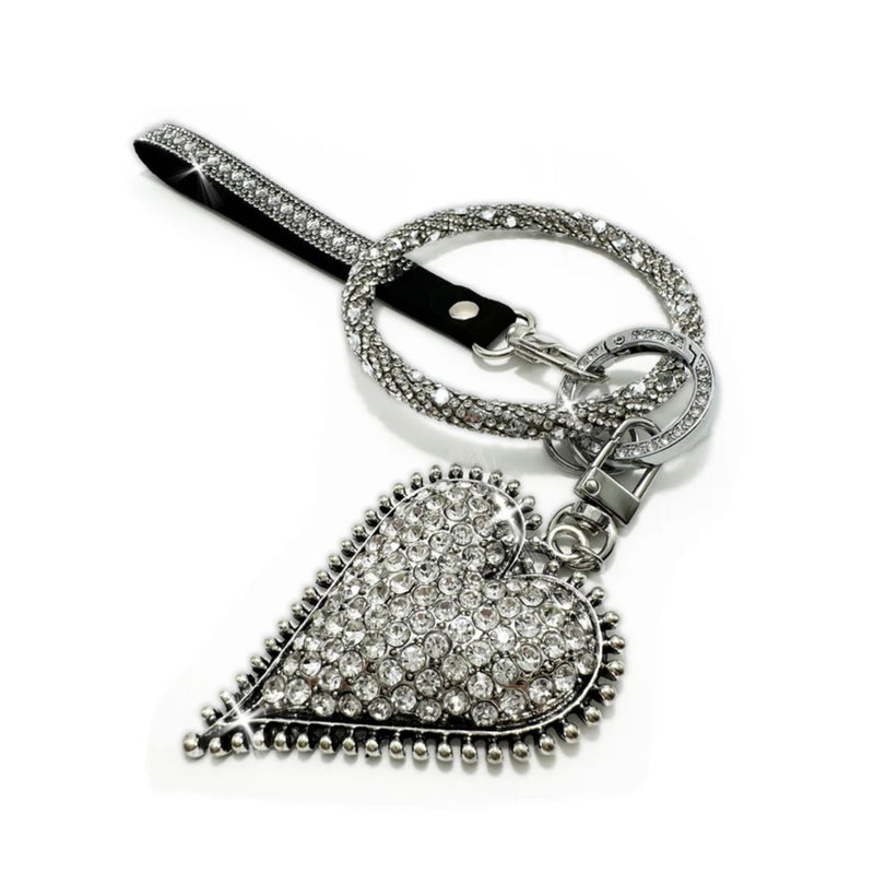 Jewelled Silver Pave Heart key Chain | Putti Fine Fashions 