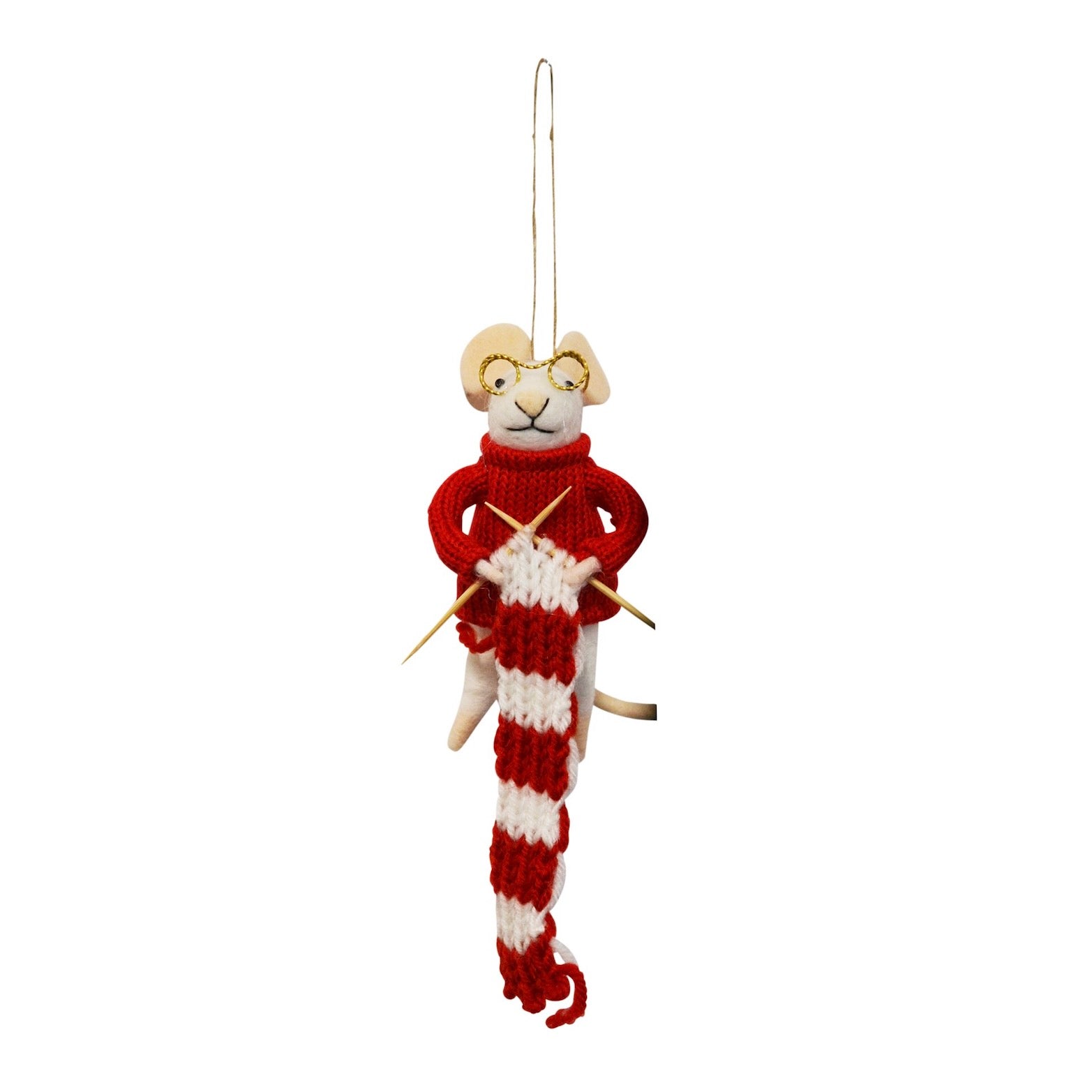 "Knitting Nadine " Felt Mouse Ornament