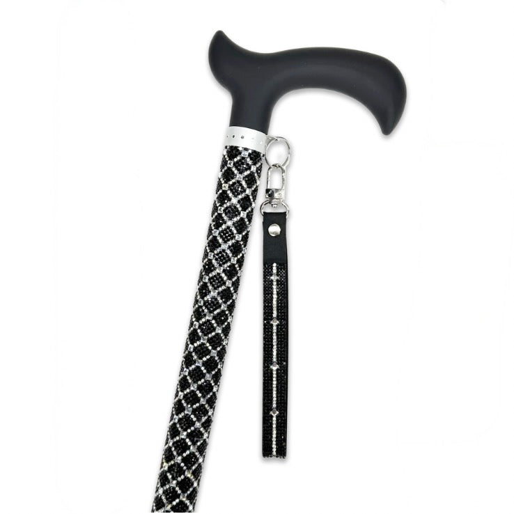 Jacqueline Kent "Sugar Cane" Black Silver Cross Adjustable Medical Cane| Putti 