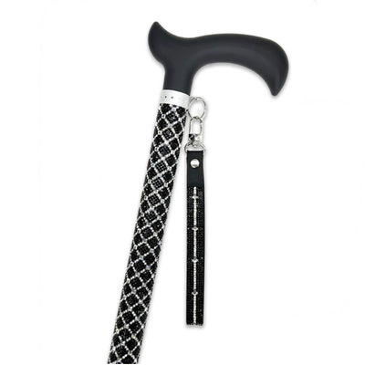 Jacqueline Kent "Sugar Cane" Black Silver Cross Adjustable Medical Cane| Putti
