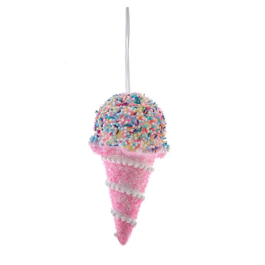 Beaded Ice Cream Ornament - Pink