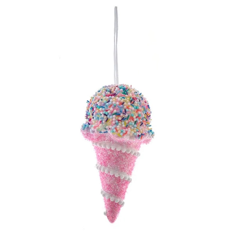 Beaded Ice Cream Ornament - Pink