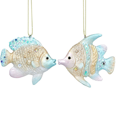 Blue and Gold Fish Resin Ornament | Putti Christmas Decorations
