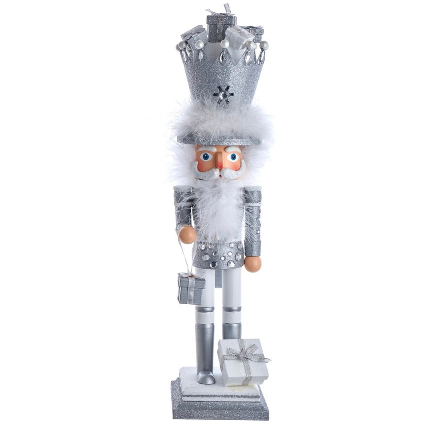 Nutcracker King With Presents Silver