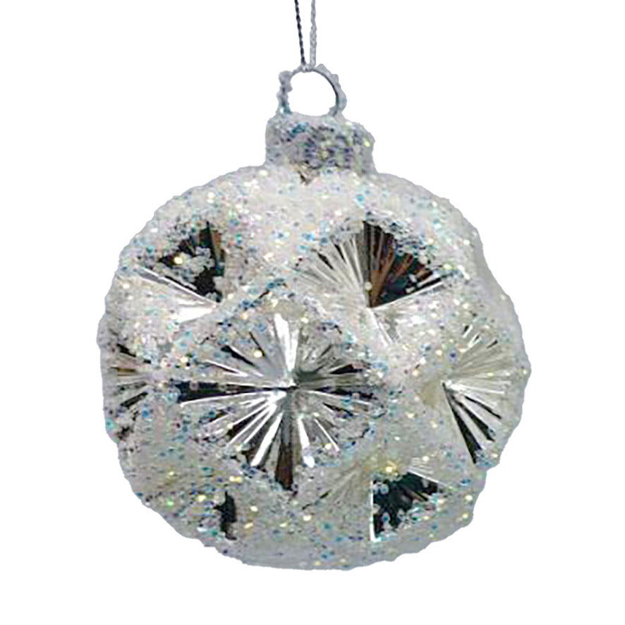 Silver Frost Diamond Glass Ball Ornament | Putti Christmas Decorations 
