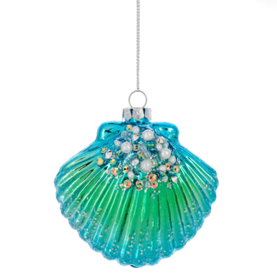 Coulorful Clam Shell Glass Ornament