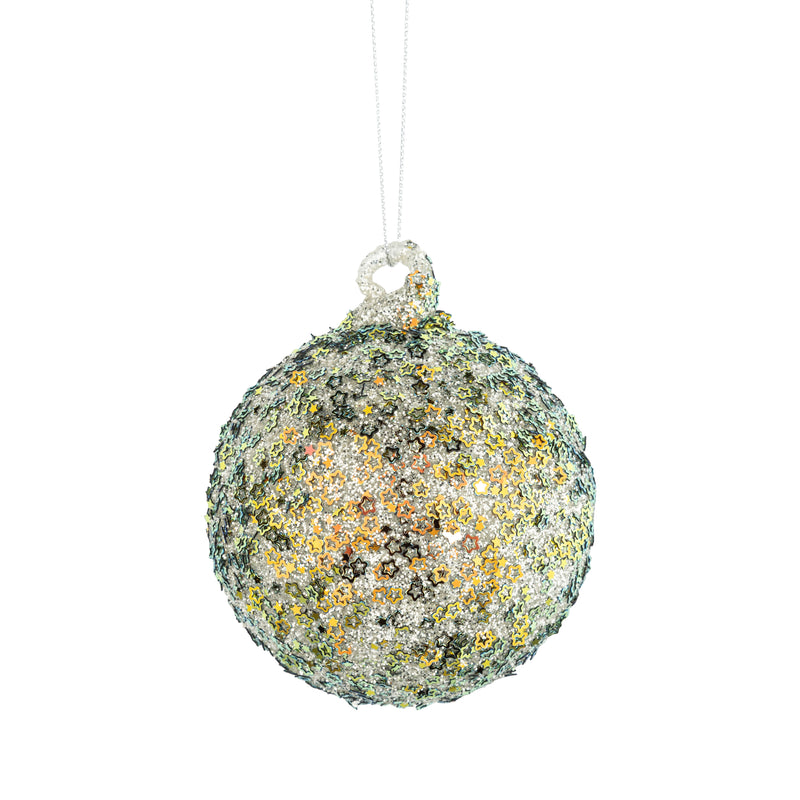 Glass Ball Ornament Multicolored Iridescent Glitter