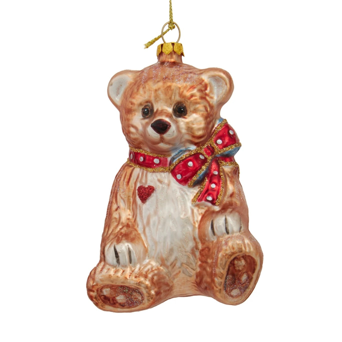 Kurt Adler Glass Bear With Bow Glass Ornament