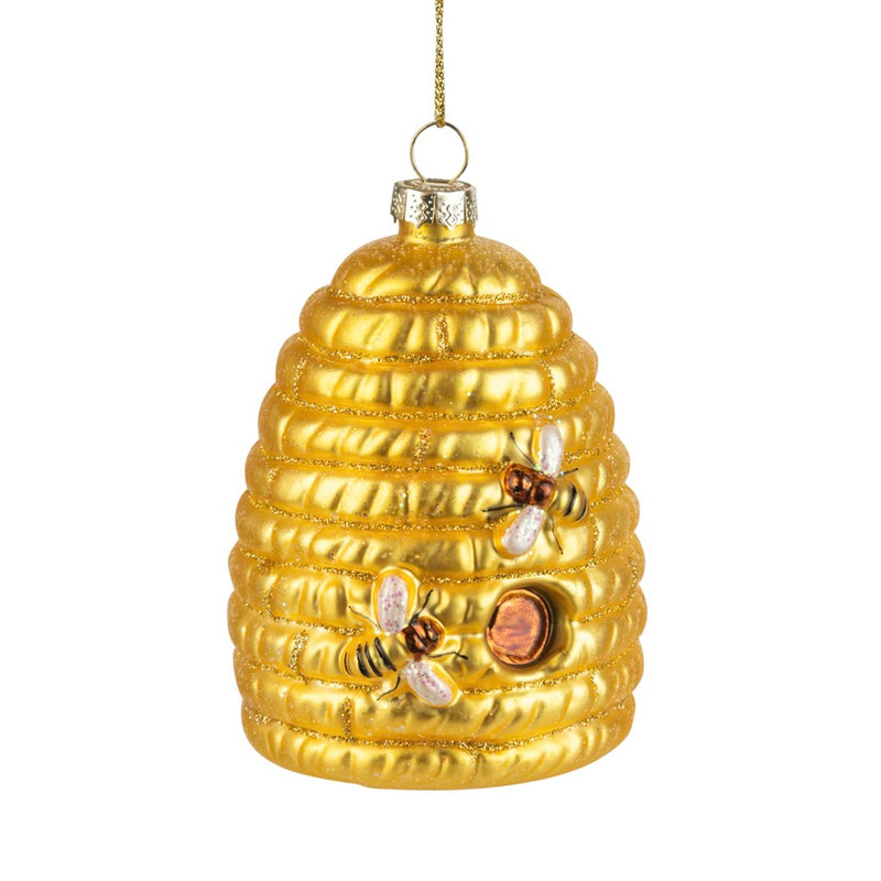 Yellow Behive Glass Ornament