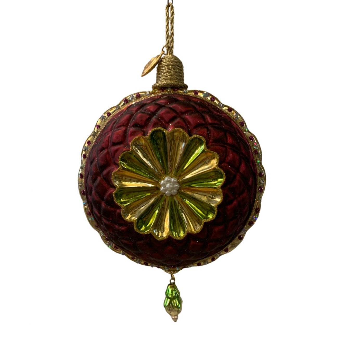 Burgundy Reflector Disc Glass Ornament | Putti Christmas 